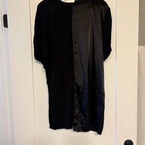 Black Mixed-Fabric Short Sleeve Tee Dress